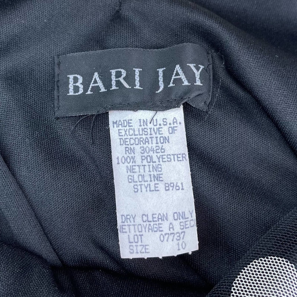 Vintage 1980s Black and White Polka Dot Tulle Ruffled Mermaid Maxi Dress - Picture 6 of 9